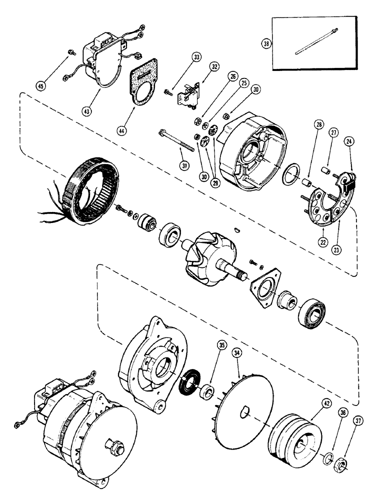 Схема запчастей Case 50 - (288) - ALTERNATOR, (USED ON UNITS WITH SERIAL NUMBER 6280345 & AFTER)(SN. 6279926 & AFTER) (55) - ELECTRICAL SYSTEMS