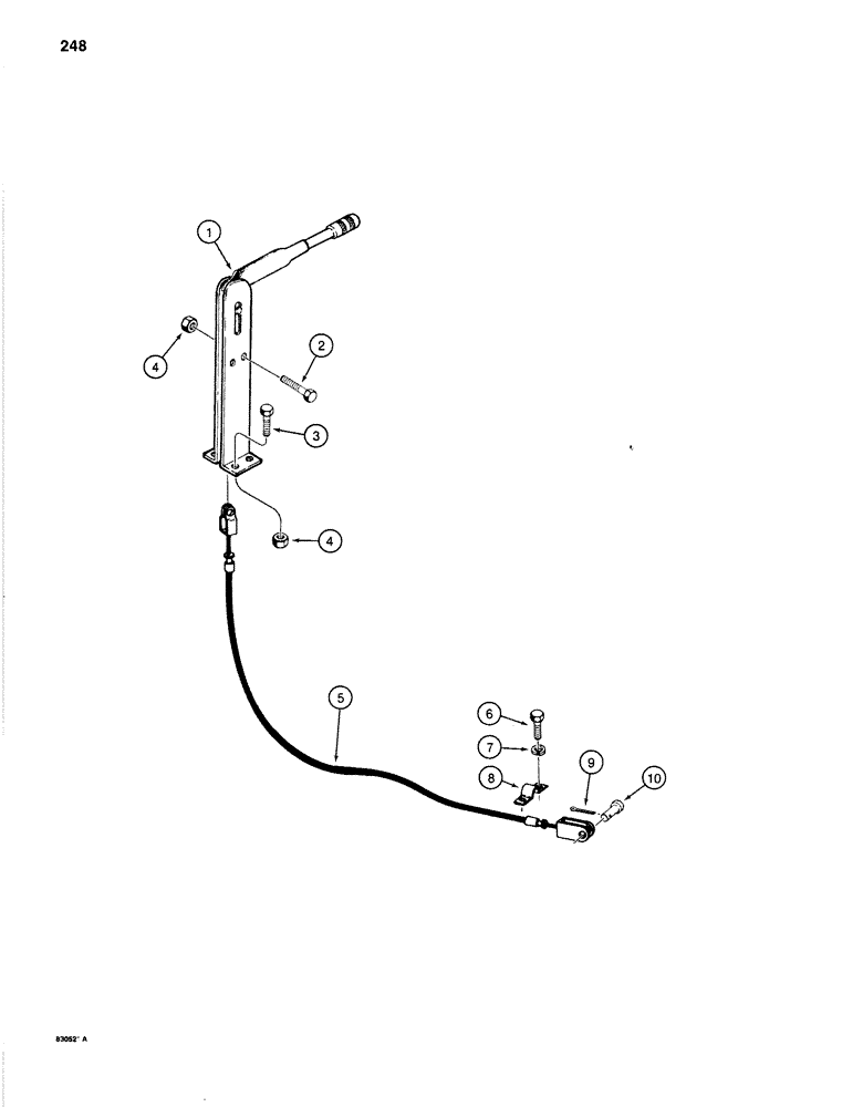 Схема запчастей Case 1280B - (248) - SWING BRAKE LEVER AND CABLE (09) - CHASSIS/ATTACHMENTS