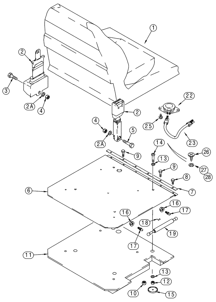 Схема запчастей Case 75XT - (09-29) - SEAT, MOUNTING - NON-SUSPENSION (09) - CHASSIS