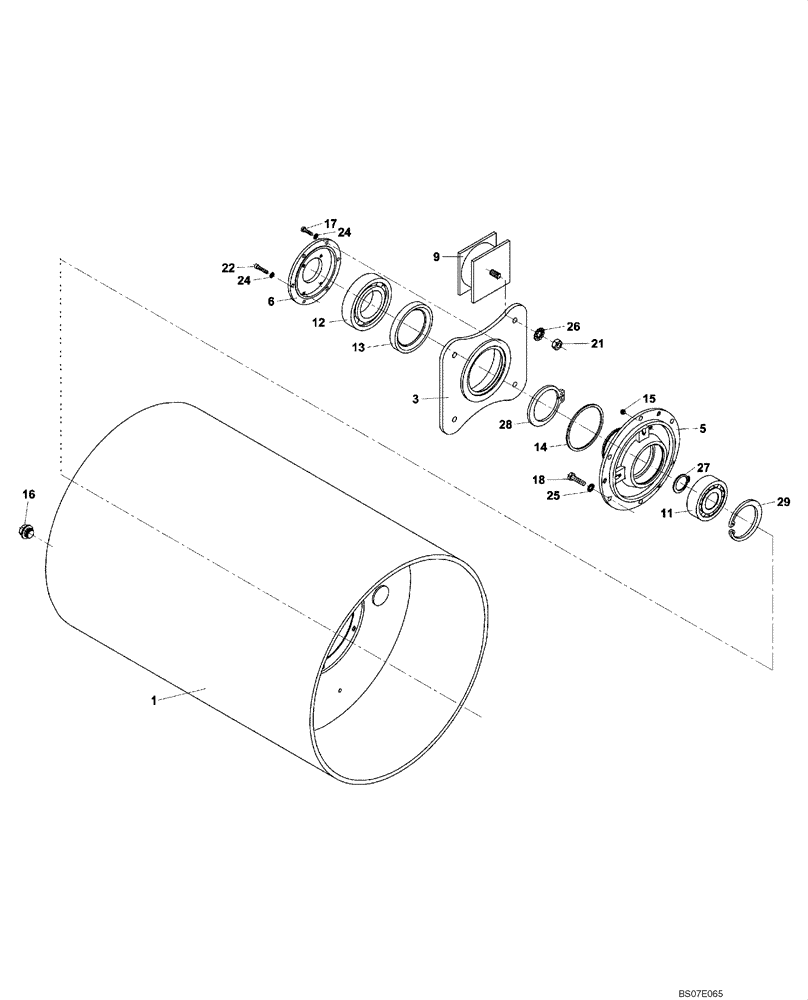 Схема запчастей Case DV201 - (12-1B/1[01]) - VIBRATORY - DRUM (GROUP 1 B/1) (09) - CHASSIS/ATTACHMENTS