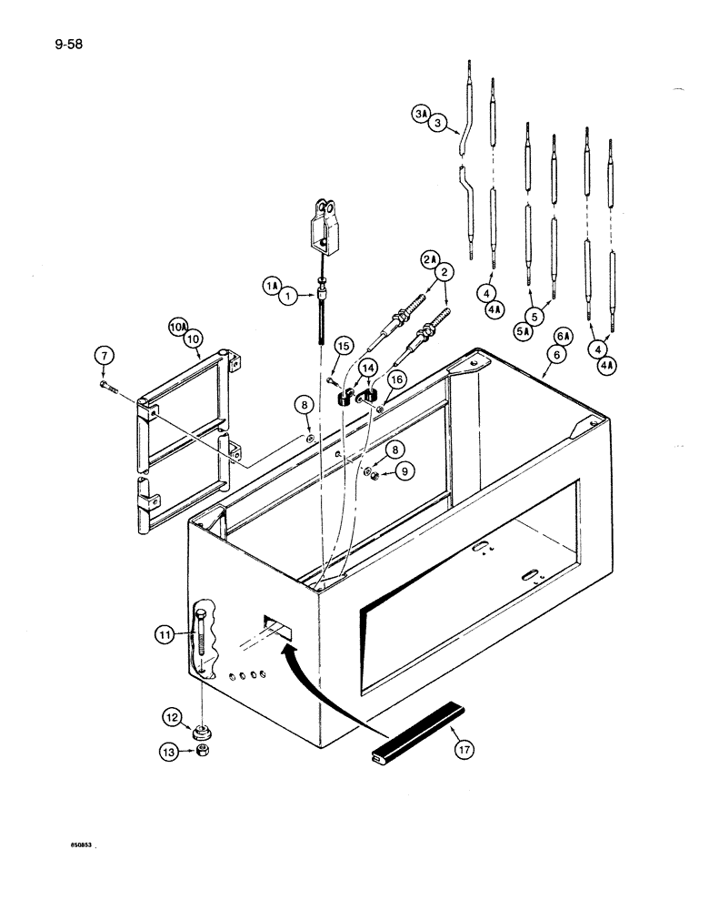 Схема запчастей Case 1086B - (9-058) - CAB RISER AND CONTROLS (09) - CHASSIS