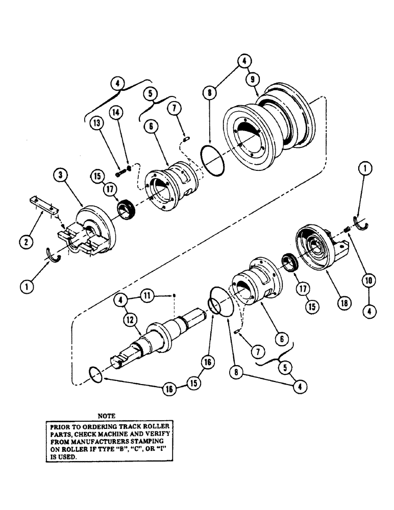 Схема запчастей Case 50 - (016) - SINGLE FLANGE TRACK ROLLER, TYPE C, (S/N 6279926 AND AFTER) (48) - TRACKS & TRACK SUSPENSION