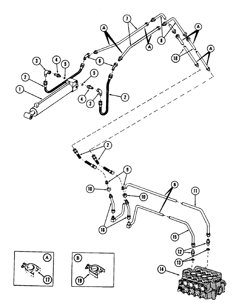 Схема запчастей Case 880B - (250) - "Y" BOOM TOOL CYLINDER TUBING (07) - HYDRAULIC SYSTEM