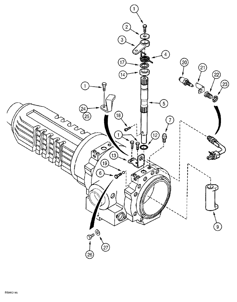 Схема запчастей Case 580SL - (7-005C) - REAR DRIVE AXLE, PARKING BRAKE - P/N 308027A1 & 319064A1 (07) - BRAKES