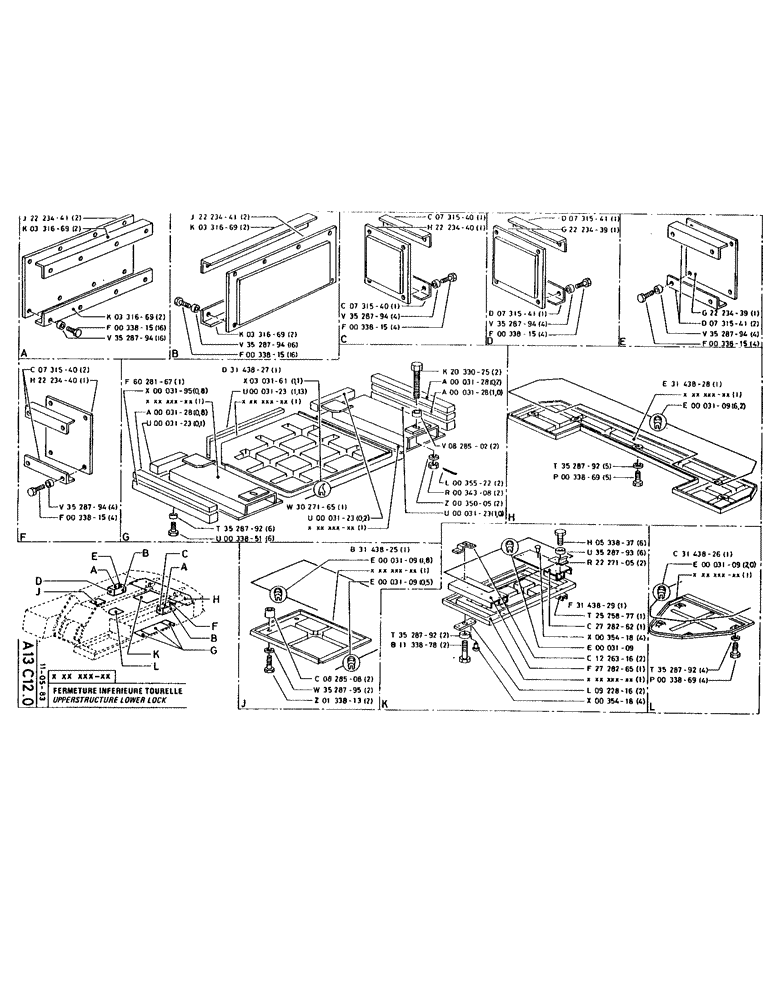 Схема запчастей Case 220 - (020) - UPPERSTRUCTURE LOWER LOCK (05) - UPPERSTRUCTURE CHASSIS