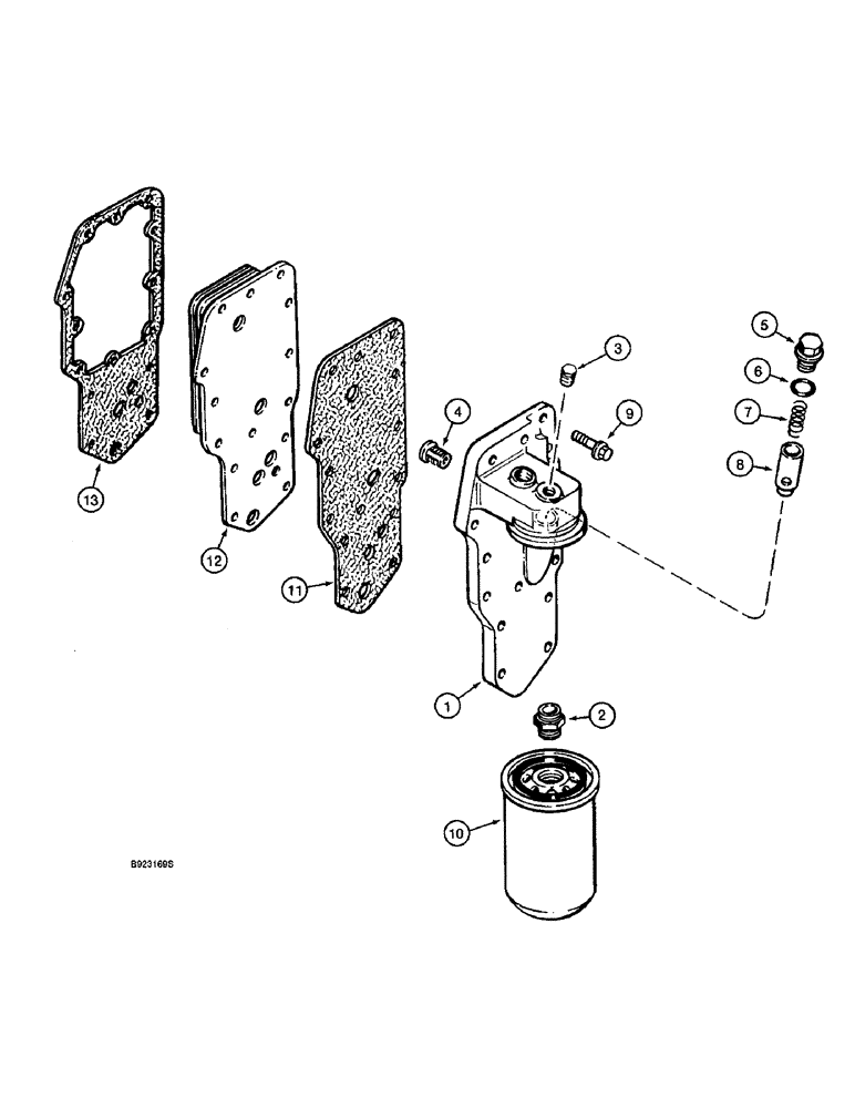 Схема запчастей Case 9010 - (2-22) - OIL FILTER AND COOLER, 4T-390 ENGINE (02) - ENGINE