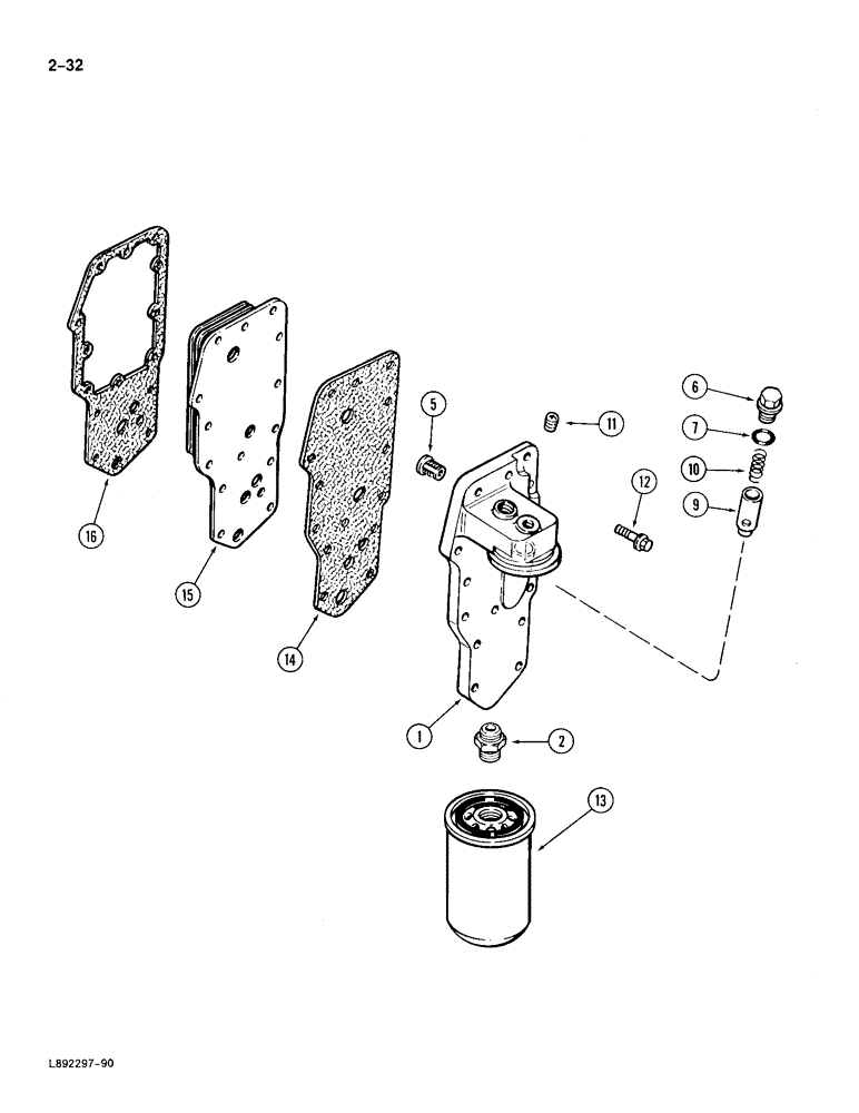 Схема запчастей Case 688 - (2-32) - OIL FILTER AND COOLER, 4T-390 ENGINE (02) - ENGINE