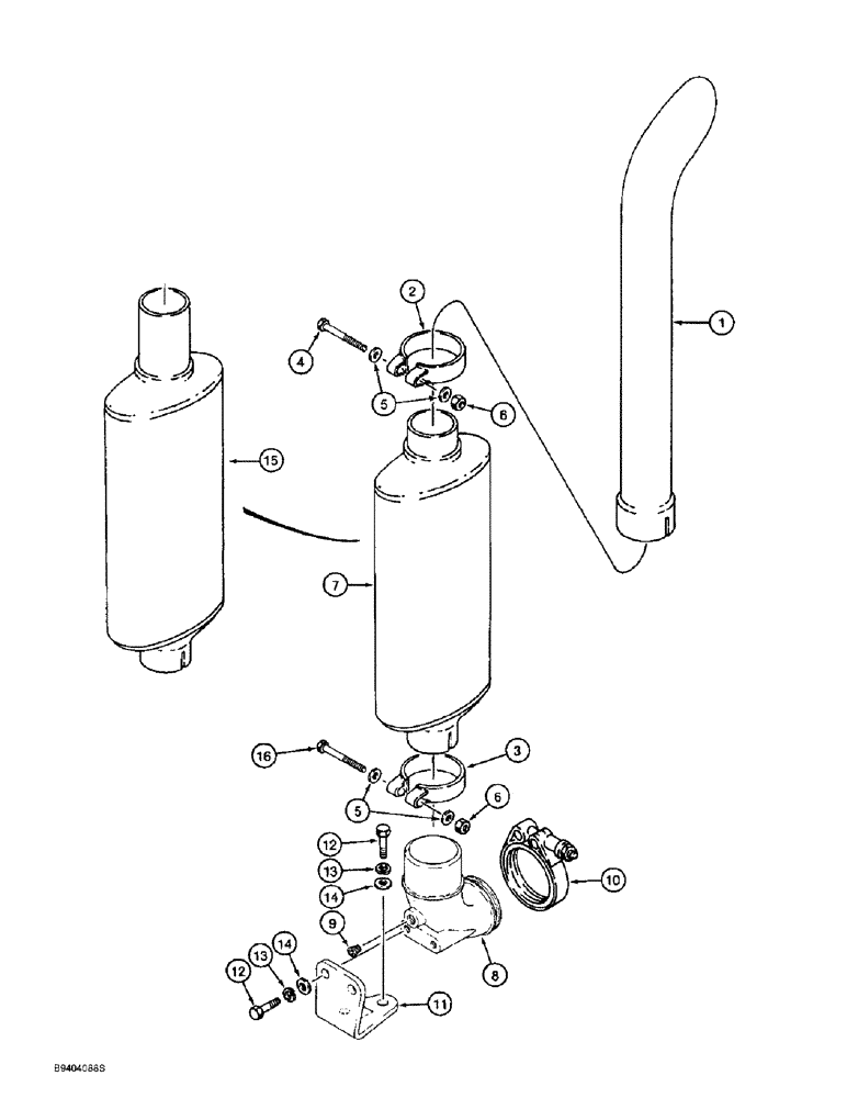 Схема запчастей Case 860 - (2-12) - MUFFLER AND EXHAUST SYSTEM (02) - ENGINE