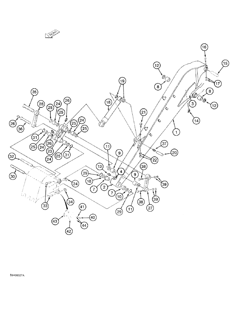 Схема запчастей Case 9030 - (9-60) - 22-1/2 FOOT ARM AND LINKAGE - LONG REACH (09) - CHASSIS