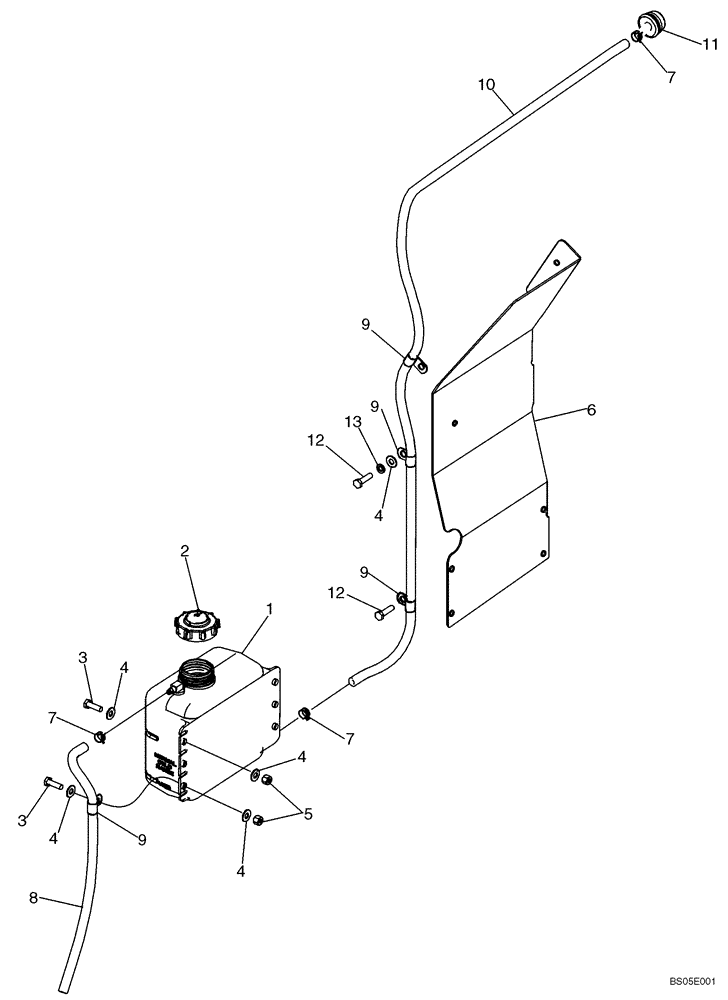 Схема запчастей Case 721D - (02-04) - COOLANT RECOVERY SYSTEM (02) - ENGINE