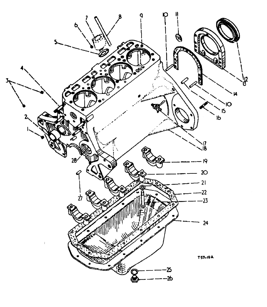 Схема запчастей Case 500 - (12-064) - CRANKCASE AND OIL PAN DIESEL ENGINE No Description