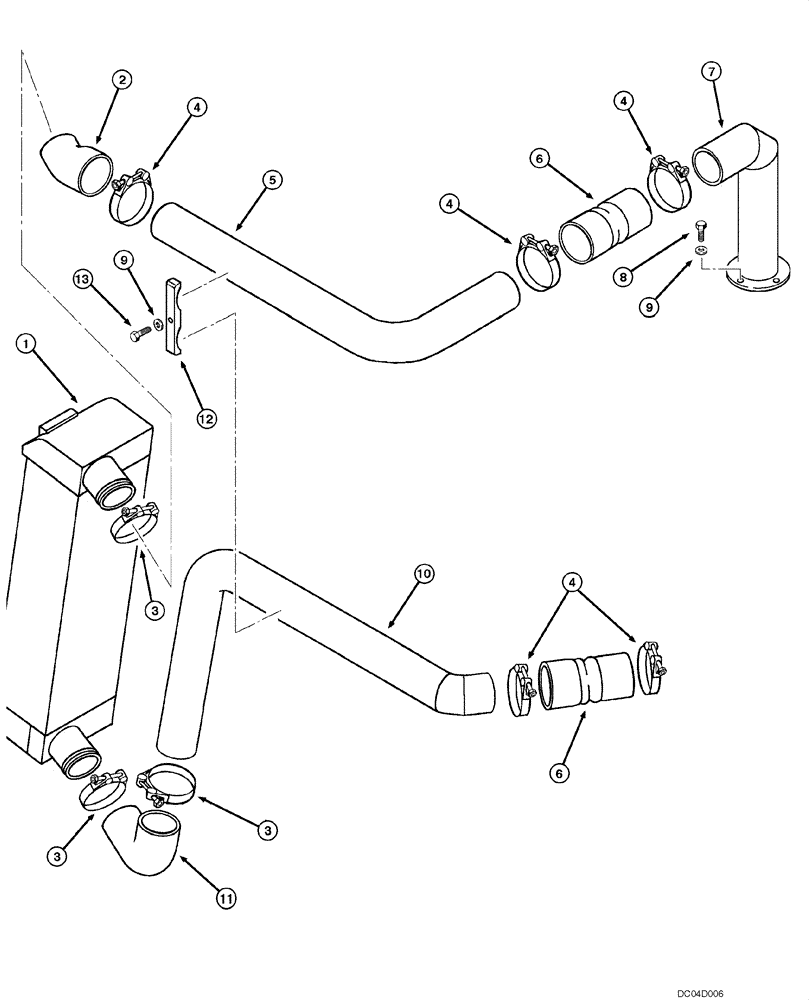 Схема запчастей Case 885 - (02.06[00]) - COOLING SYSTEM - AFTERCOOLER (02) - ENGINE