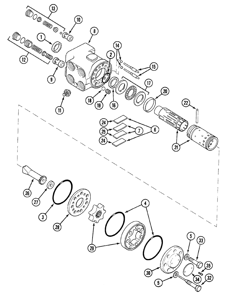 Схема запчастей Case 380B - (5-12) - POWER STEERING VALVE - DANFOSS OSPC 100 OR (05) - STEERING