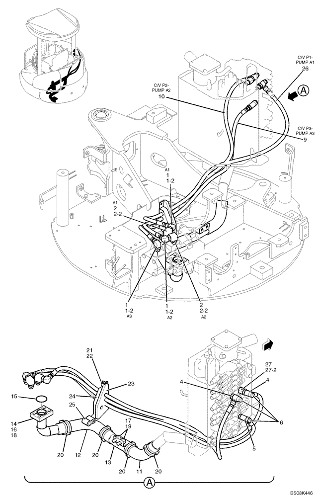 Схема запчастей Case CX27B BTW - (01-022) - HYDRAULIC LINES, PUMP (PM30H00006F1) (35) - HYDRAULIC SYSTEMS