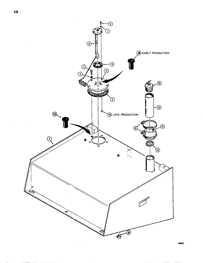 Схема запчастей Case W24B - (056) - FUEL TANK AND SENDING UNIT, LATE PRODUCTION (03) - FUEL SYSTEM