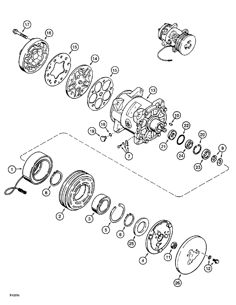 Схема запчастей Case 721B - (9-094) - AIR CONDITIONING COMPRESSOR ASSEMBLY, PRIOR TO P.I.N. JEE0040380 (09) - CHASSIS/ATTACHMENTS