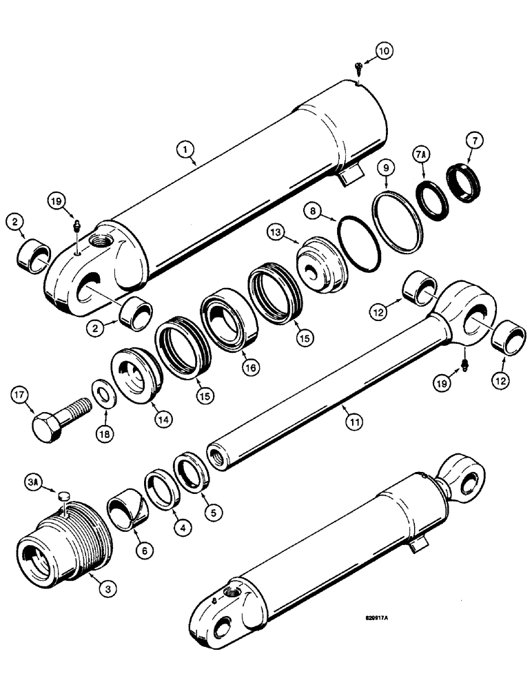 Схема запчастей Case W14 - (556) - G33770 AND G33771 CLAM CYLINDERS, WITH TWO PIECE PISTON (09) - CHASSIS/ATTACHMENTS