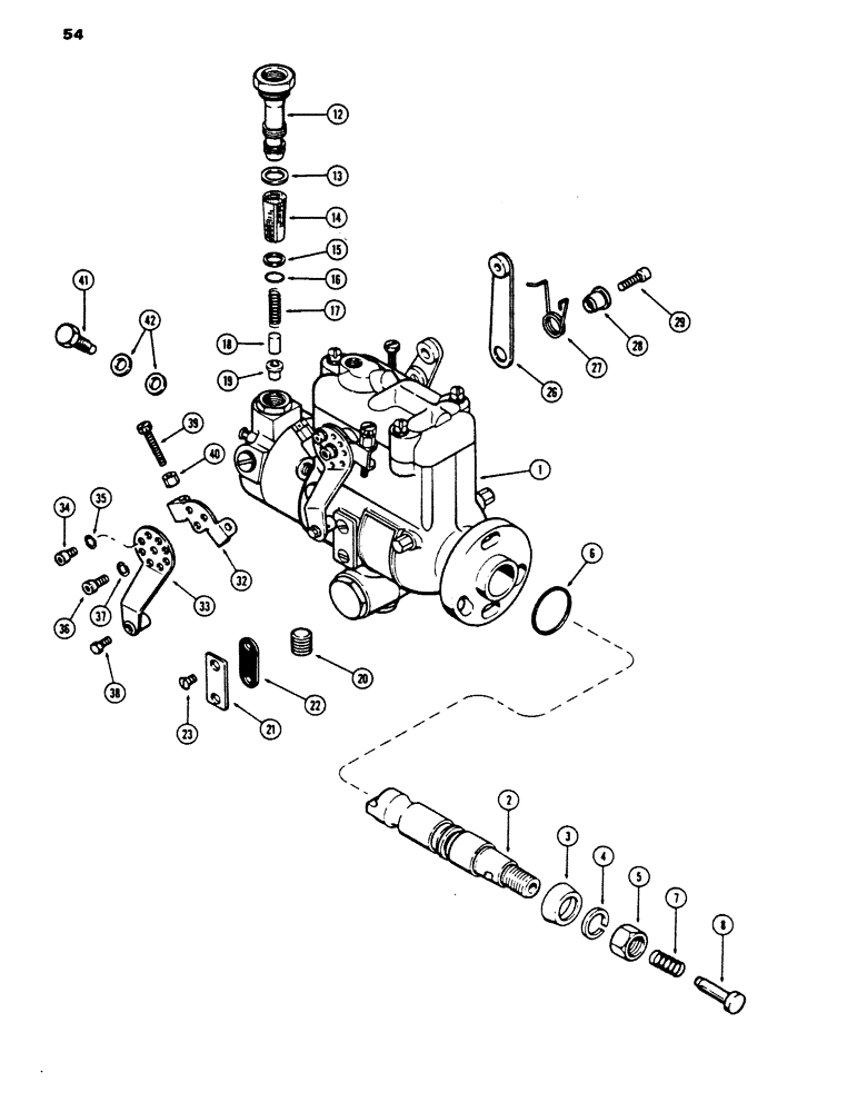 Схема запчастей Case 450 - (054) - INJECTION PUMP, 207 DIESEL ENGINE (02) - FUEL SYSTEM