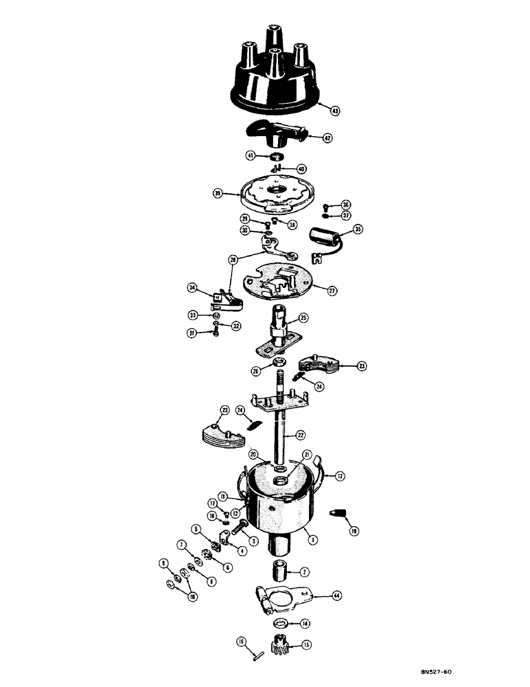 Схема запчастей Case 310C - (030) - G11051 DISTRIBUTOR (AUTO-LITE NO. 1AD-6003-2J) (06) - ELECTRICAL SYSTEMS