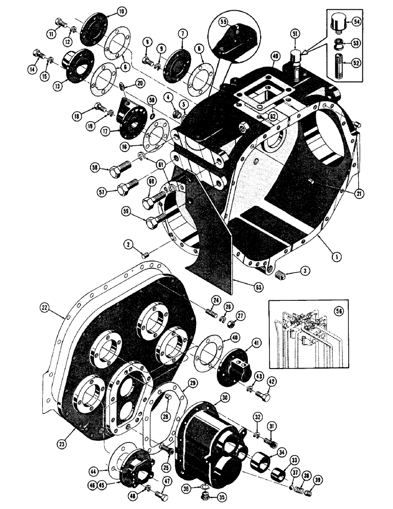 Схема запчастей Case 600 - (062) - TRANSMISSION INSTALLLATION, HOUSINGS, GASKETS, SEALS, COVERS, MTG. PARTS (03) - TRANSMISSION