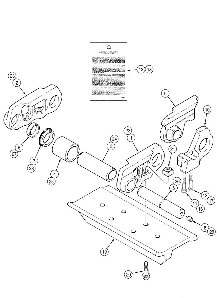 Схема запчастей Case 550H - (5-12) - TRACK CHAIN, EXTENDED LIFE, EACH MASTER LINK HAS TWO BOLT HOLES, CHAIN UNIT KIT (11) - TRACKS/STEERING