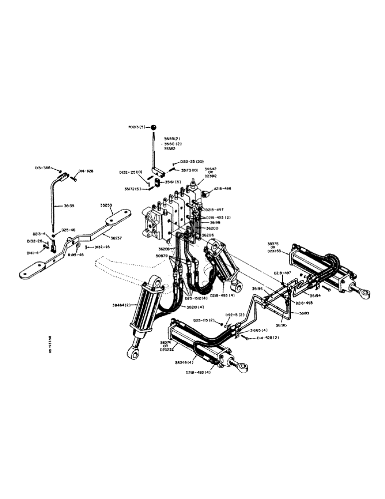 Схема запчастей Case 310 - (22) - SWING CYLINDER AND STABILIZER CYLINDER HYDRAULICS 