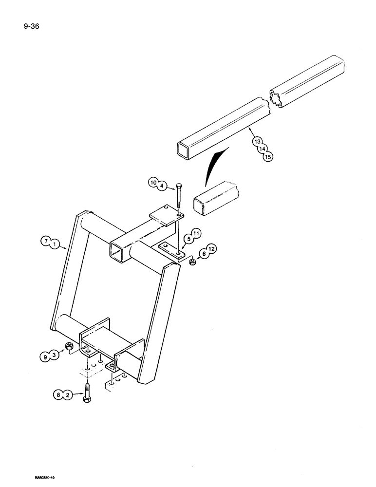 Схема запчастей Case 360 - (9-036) - CRUMBER BOOM MOUNTING BRACKET (09) - CHASSIS/ATTACHMENTS