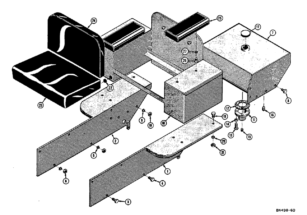 Схема запчастей Case 310E - (065) - FENDERS, FUEL TANK, SEAT, AND CUSHIONS (BACKHOE MODELS) (05) - UPPERSTRUCTURE CHASSIS