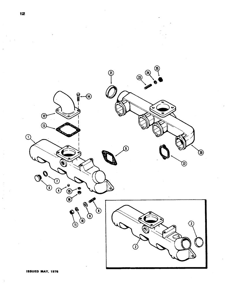 Схема запчастей Case 850 - (012) - MANIFOLDS, (301B) DIESEL ENGINE, INTAKE MANIFOLD (01) - ENGINE