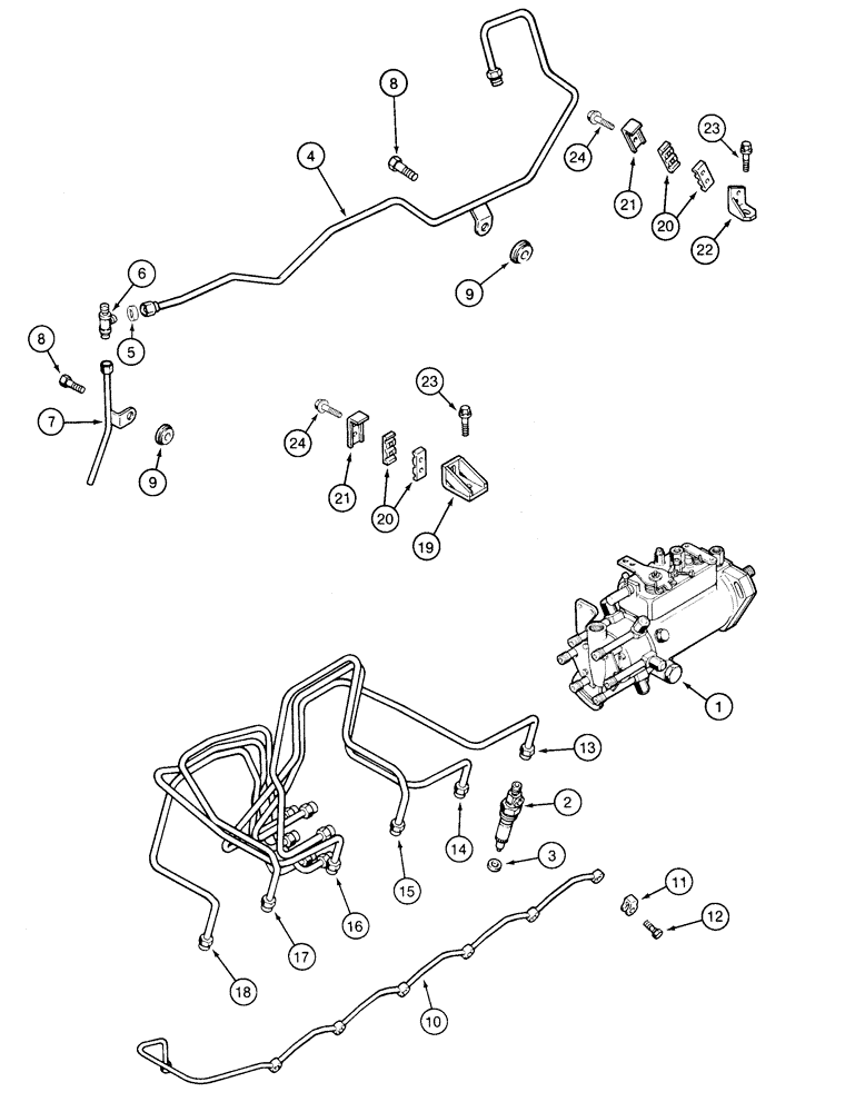 Схема запчастей Case 855E - (3-08) - FUEL INJECTION SYSTEM, 6-590 ENGINE (03) - FUEL SYSTEM