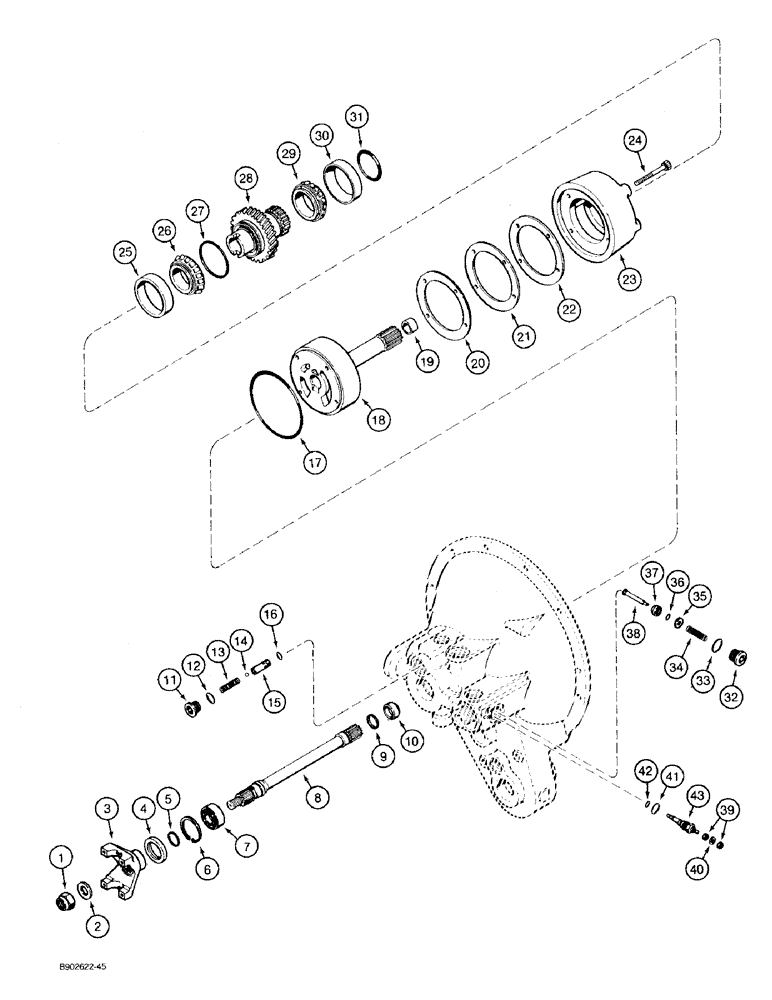 Схема запчастей Case 580SK - (6-14) - TORQUE CONVERTER PUMP AND OUTPUT SHAFT, WITH PTO (06) - POWER TRAIN