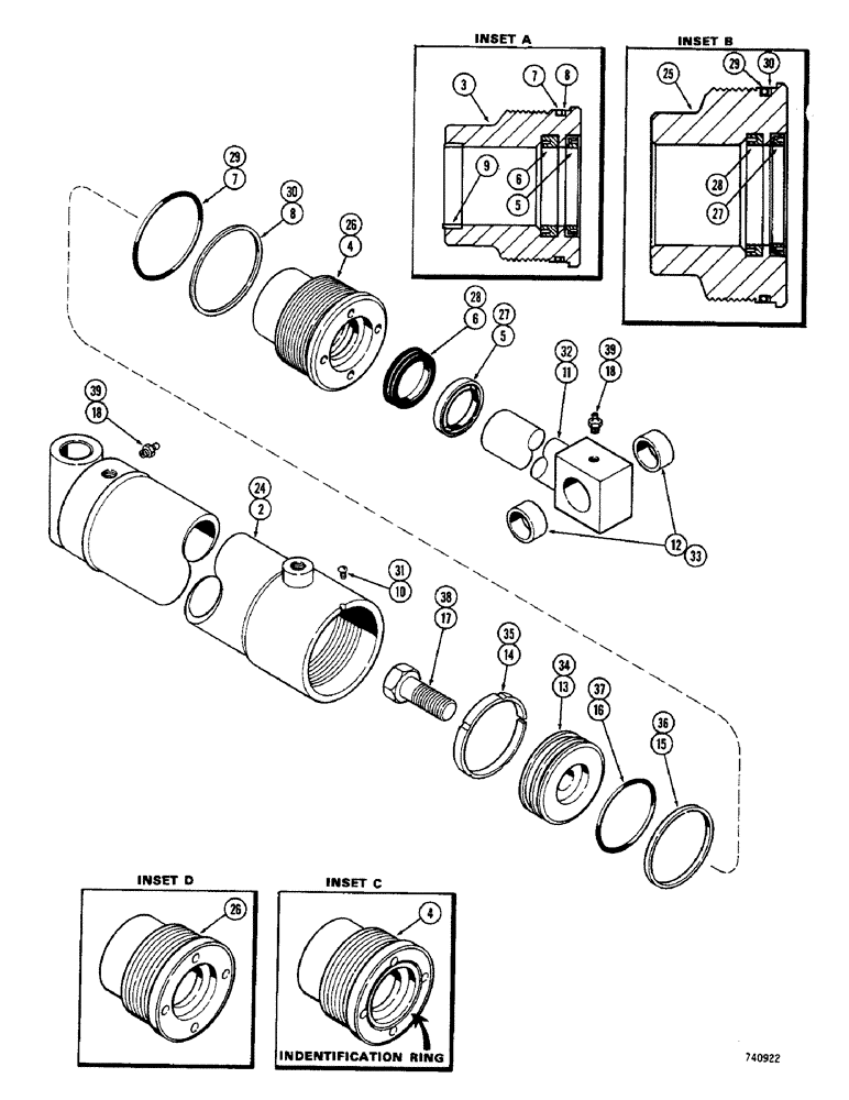 Схема запчастей Case 1530 - (148) - SCARIFIER CYLINDER (09) - CHASSIS/ATTACHMENTS