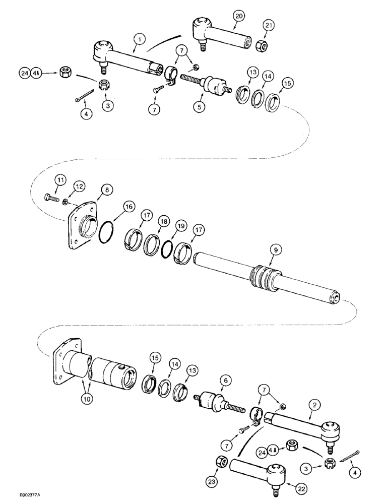 Схема запчастей Case 580SK - (6-46) - FRONT DRIVE AXLE, STEERING CYLINDER (06) - POWER TRAIN