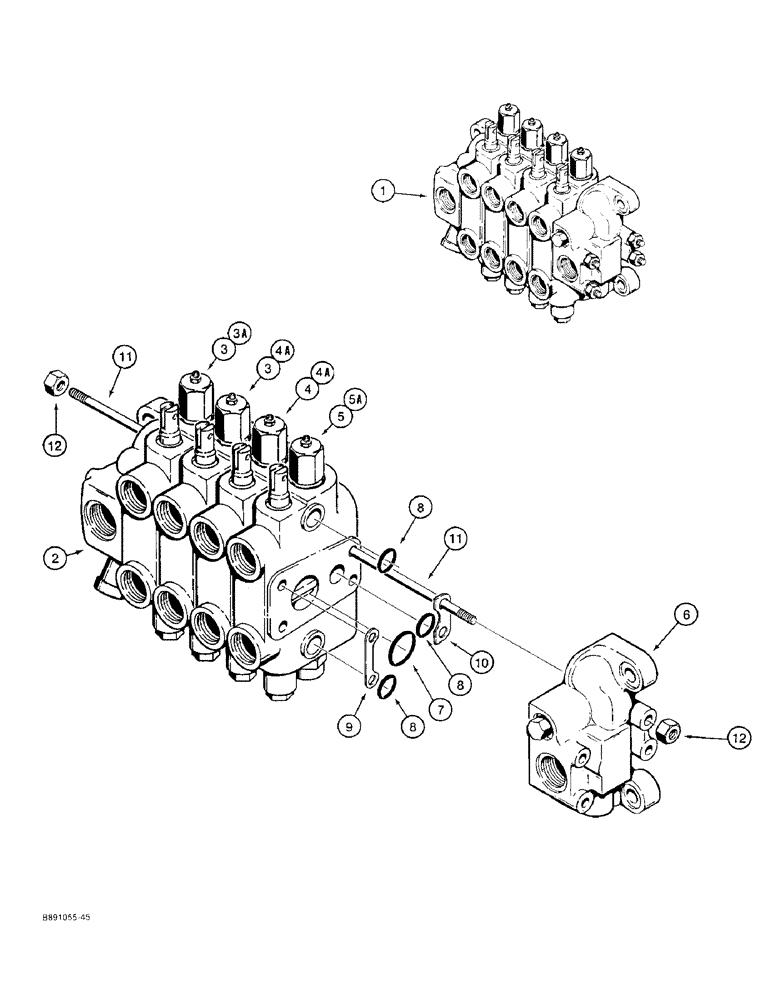 Схема запчастей Case 480F - (8-084) - BACKHOE CONTROL VALVES, MODELS WITHOUT EXTENDABLE DIPPER (08) - HYDRAULICS