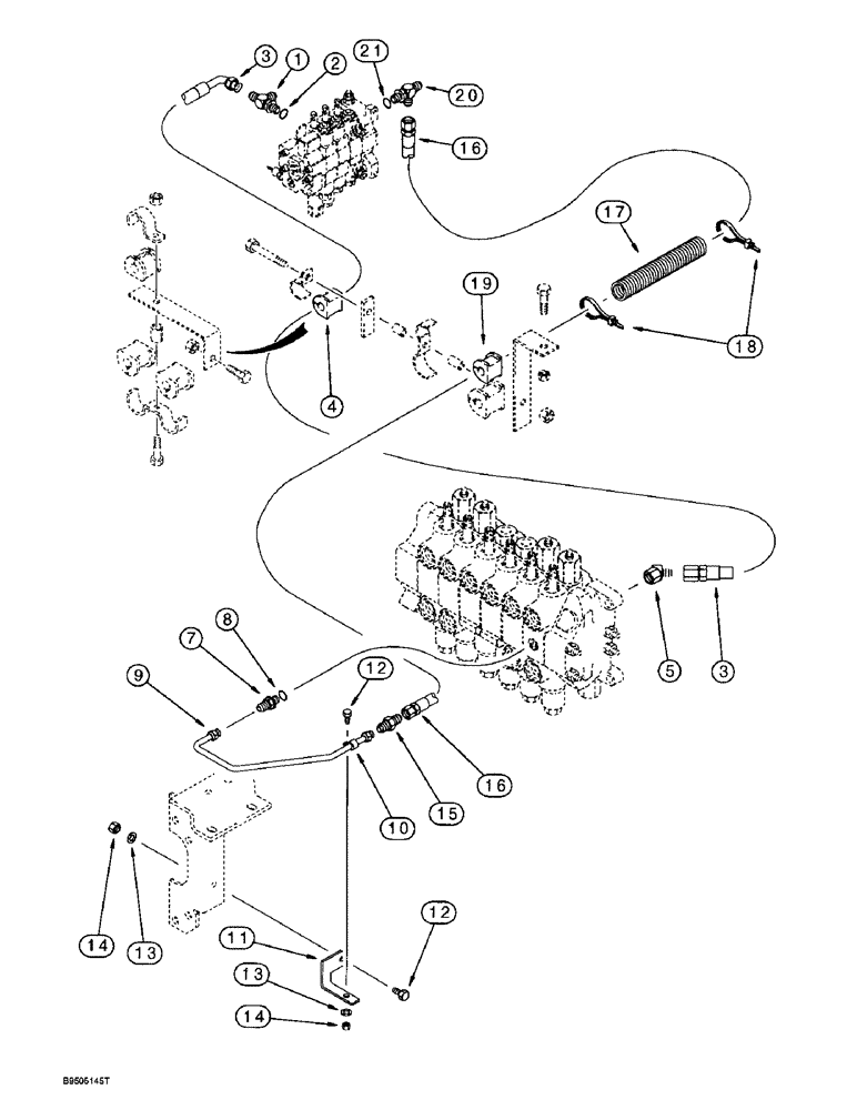 Схема запчастей Case 590L - (8-038) - LOADER VALVE TO BACKHOE VALVE HYDR. CIRCUIT, PRIOR TO TRACTOR P.I.N. JJG0209066 (08) - HYDRAULICS