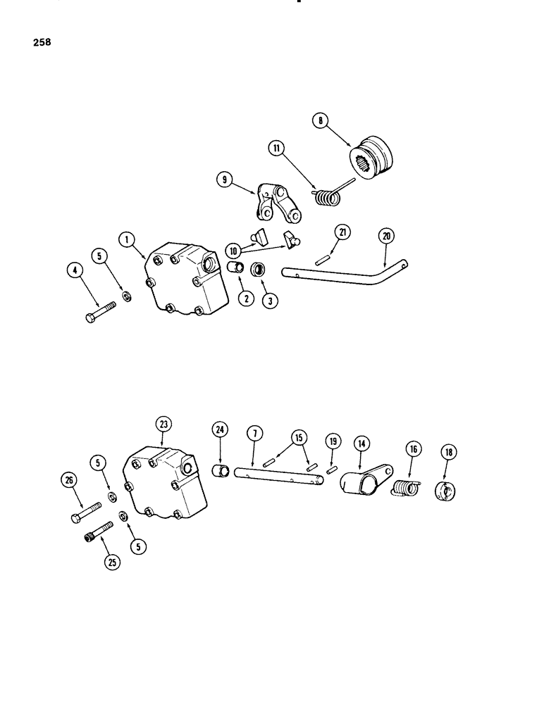 Схема запчастей Case 580SE - (258) - TRANSAXLE DIFFERENTIAL LOCK, PRIOR TO TRANSMISSION SERIAL NO16270319 (06) - POWER TRAIN