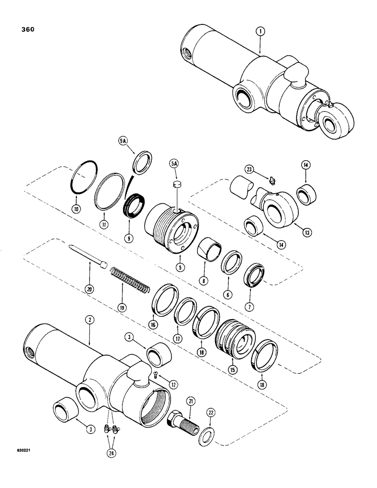 Схема запчастей Case 480C - (360) - G101285 AND G104127 BACKHOE SWING CYLINDERS, WITH ONE PIECE PISTON (35) - HYDRAULIC SYSTEMS