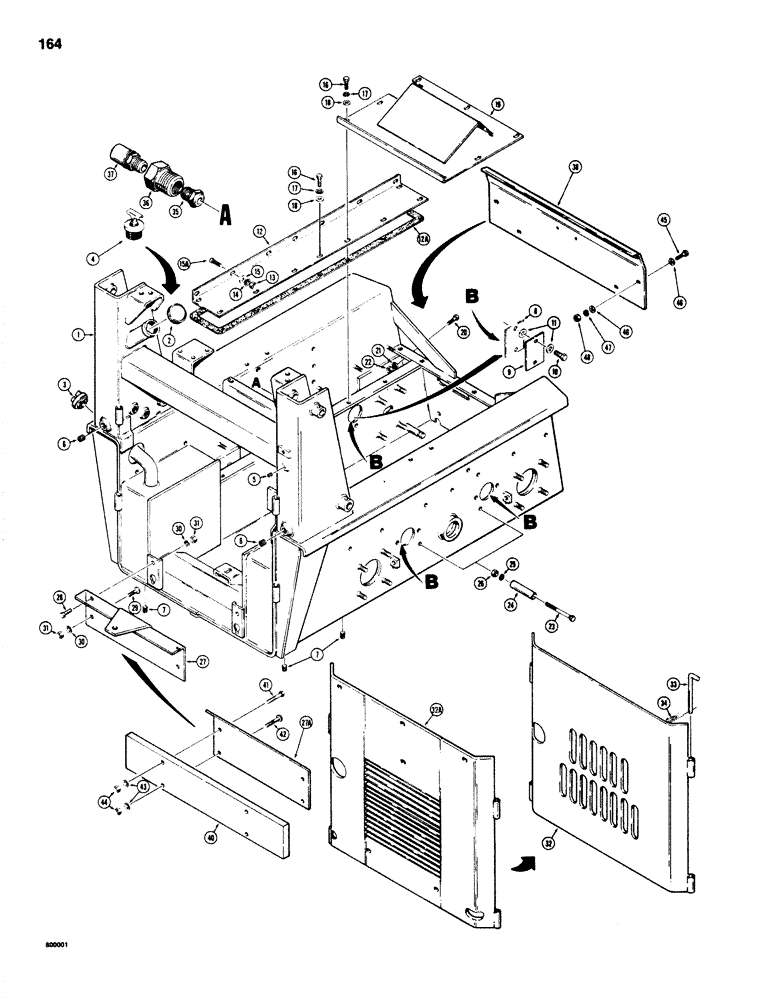 Схема запчастей Case 1830 - (164) - FRAME, DRAWBAR AND COUNTERWEIGHTS (37) - HITCHES, DRAWBARS & IMPLEMENT COUPLINGS