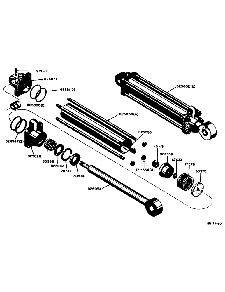 Схема запчастей Case 31 - (094) - D25052 HYDRAULIC STABILIZER CYLINDERS 