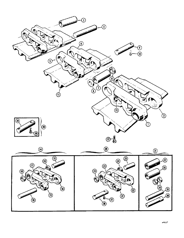 Схема запчастей Case 750 - (144) - TRACK CHAIN - 6 ROLLER, USED BEFORE TRACTOR SERIAL NO. 7071626 (04) - UNDERCARRIAGE