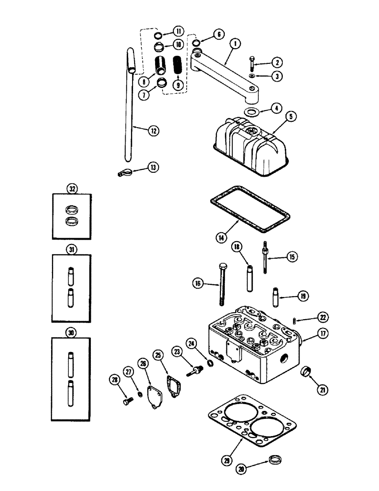 Схема запчастей Case 750 - (014) - CYLINDER HEAD ASSEMBLY, (267) DIESEL ENGINE, (EARLY PRODUCTION) (01) - ENGINE