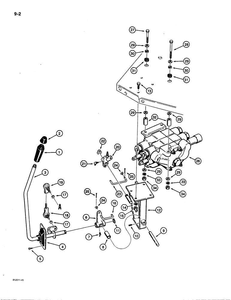 Схема запчастей Case 480E - (9-002) - LOADER CONTROLS - SINGLE CONTROL LEVER (09) - CHASSIS/ATTACHMENTS