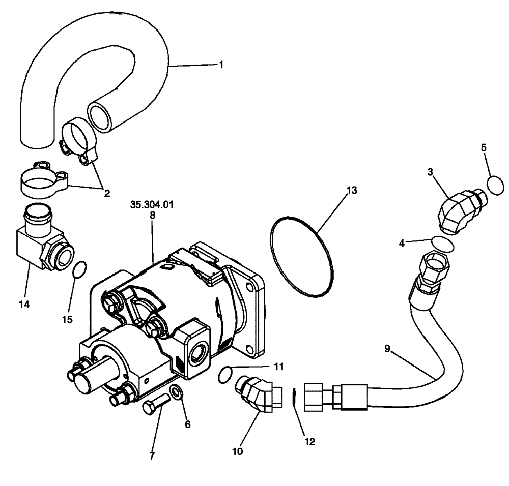 Схема запчастей Case 650L - (35.300.03) - HYDRAULICS, EQUIPMENT - RESERVOIR TO PUMP AND CONTROL VALVE (WITH PTO) (35) - HYDRAULIC SYSTEMS