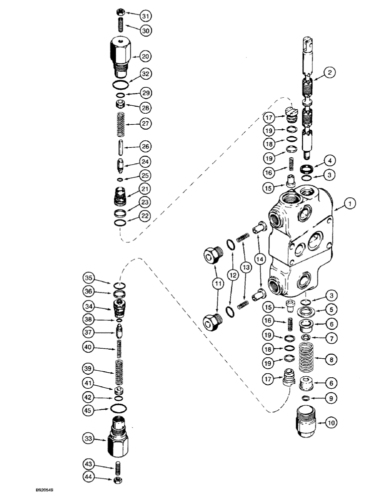 Схема запчастей Case 580SK - (8-090) - BACKHOE CONTROL VALVE, BOOM SECTION (08) - HYDRAULICS