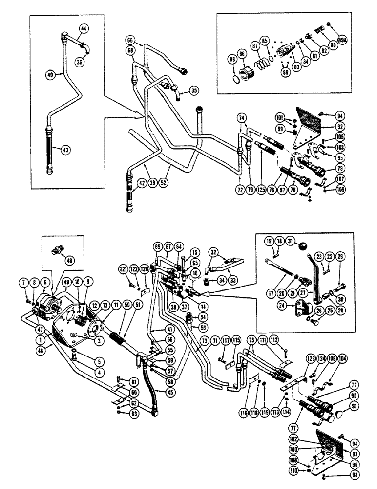 Схема запчастей Case 600 - (230) - SINGLE PULL-BEHIND INSTALLATION,, VALVE, LEVERS, PUMP, TUBES, HOSES, FITTINGS (FROM S/N 7060799) (07) - HYDRAULIC SYSTEM