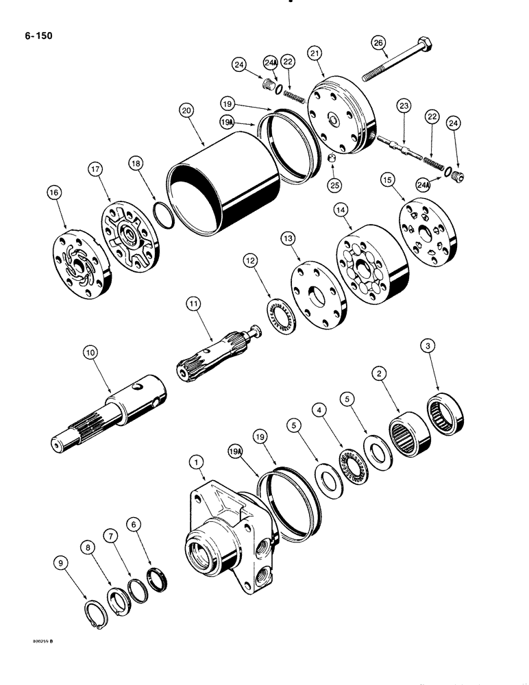 Схема запчастей Case 1835B - (6-150) - D127145 HYDROSTATIC DRIVE MOTOR (06) - POWER TRAIN