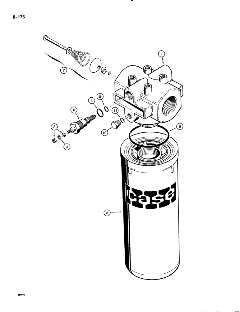 Схема запчастей Case 1835B - (8-176) - HYDRAULIC OIL FILTERS (08) - HYDRAULICS