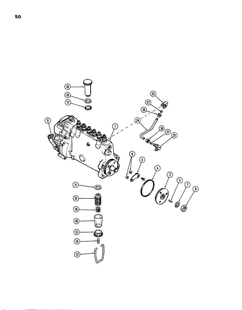 Схема запчастей Case W26B - (050) - A138043 INJECTION PUMP, (504BDT) DIESEL ENGINE, WITH LUBE TUBE ON OUTSIDE OF PUMP (03) - FUEL SYSTEM