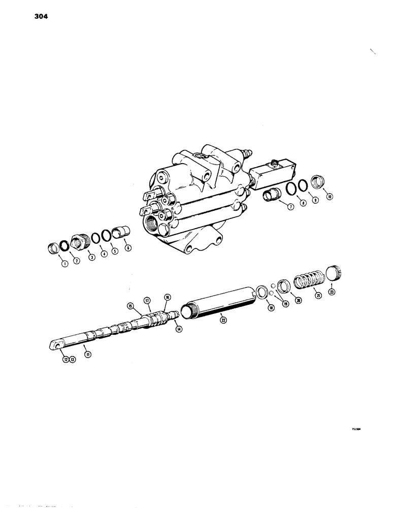 Схема запчастей Case 680E - (304) - LOADER CONTROL VALVE, LIFT SPOOL, TRACTOR SN. 9118604 AND (35) - HYDRAULIC SYSTEMS