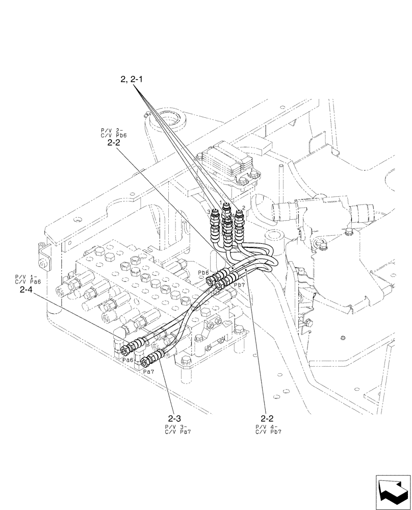 Схема запчастей Case CX17B - (01-039[02]) - CONTROL LINES, PROPEL (35) - HYDRAULIC SYSTEMS